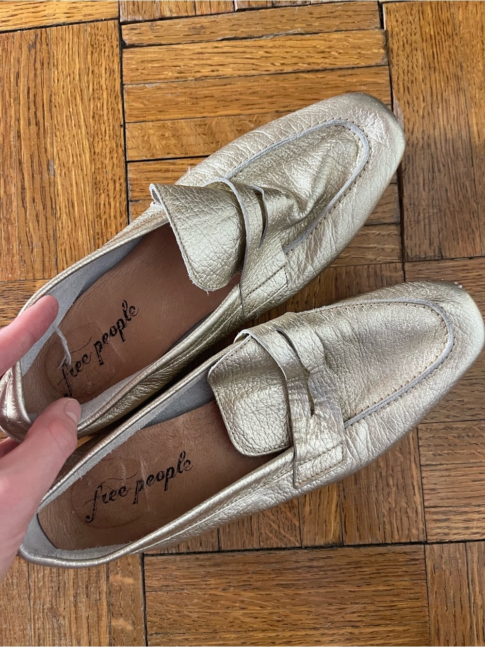 Gold Penny Loafers
